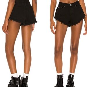 Super down black denim shorts
